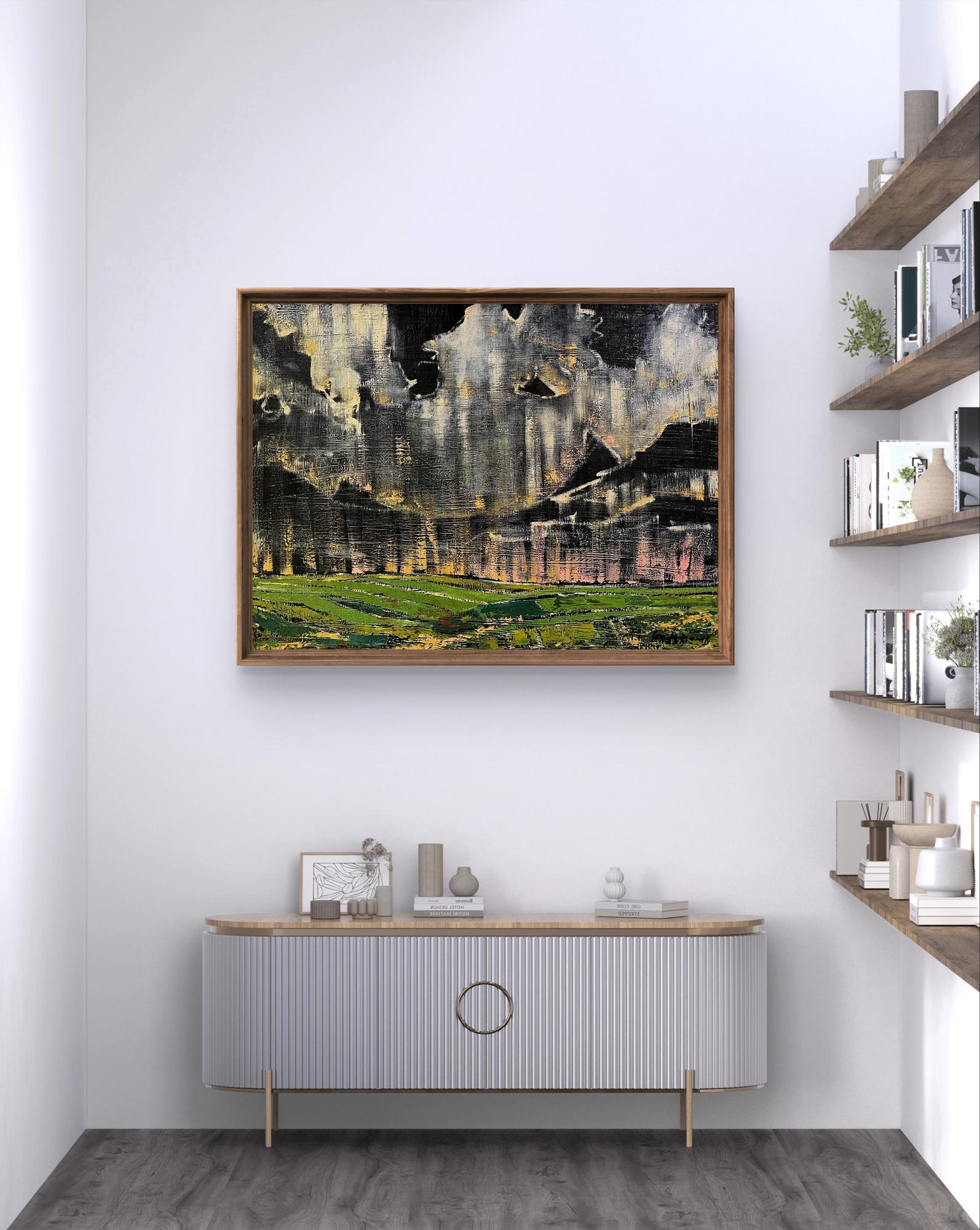 Oil painting Man Made Nature by Serhiy Kovalev in wooden frame