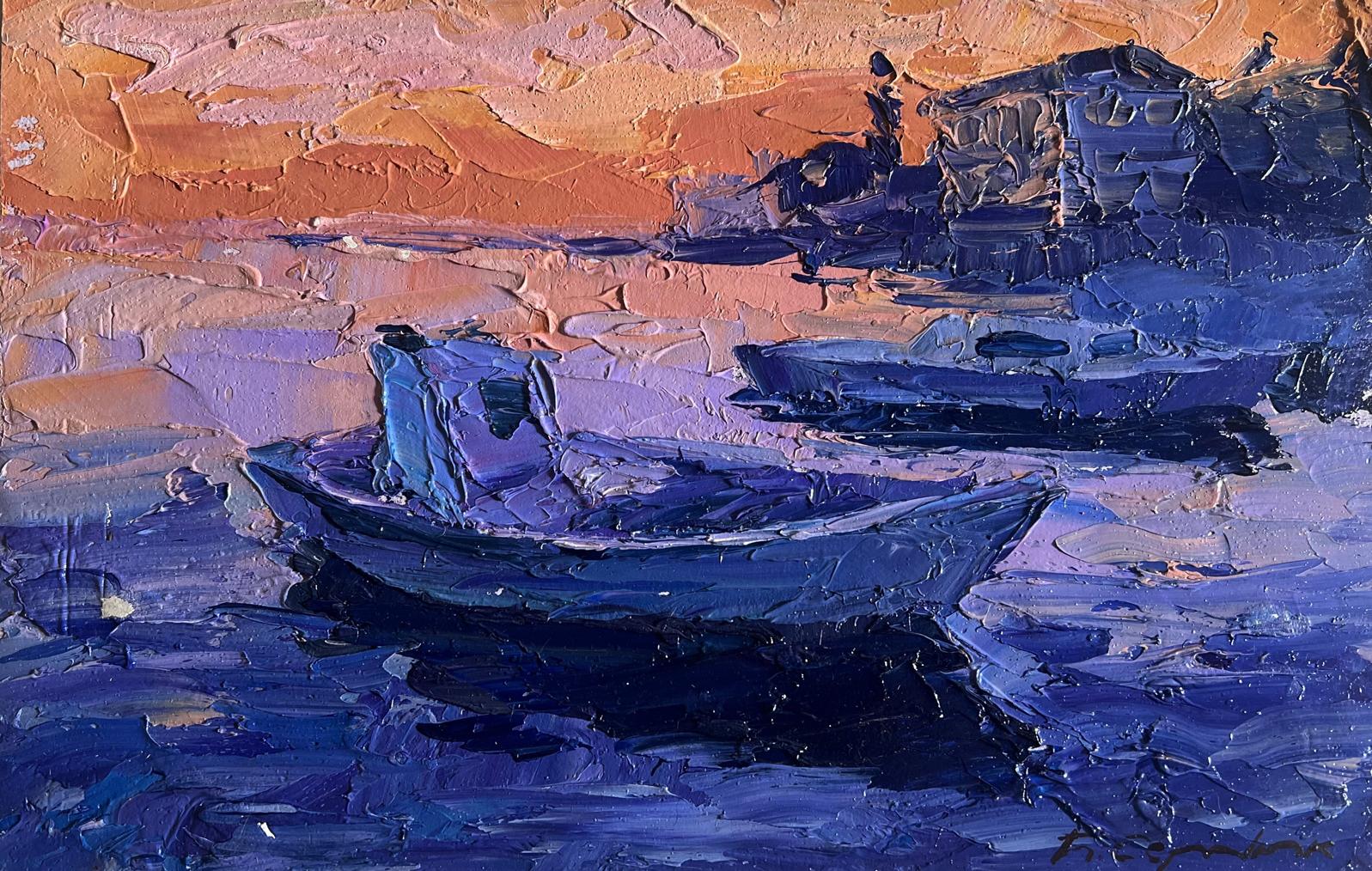 Oil painting Romantic evening by the river by Boris Serdyuk