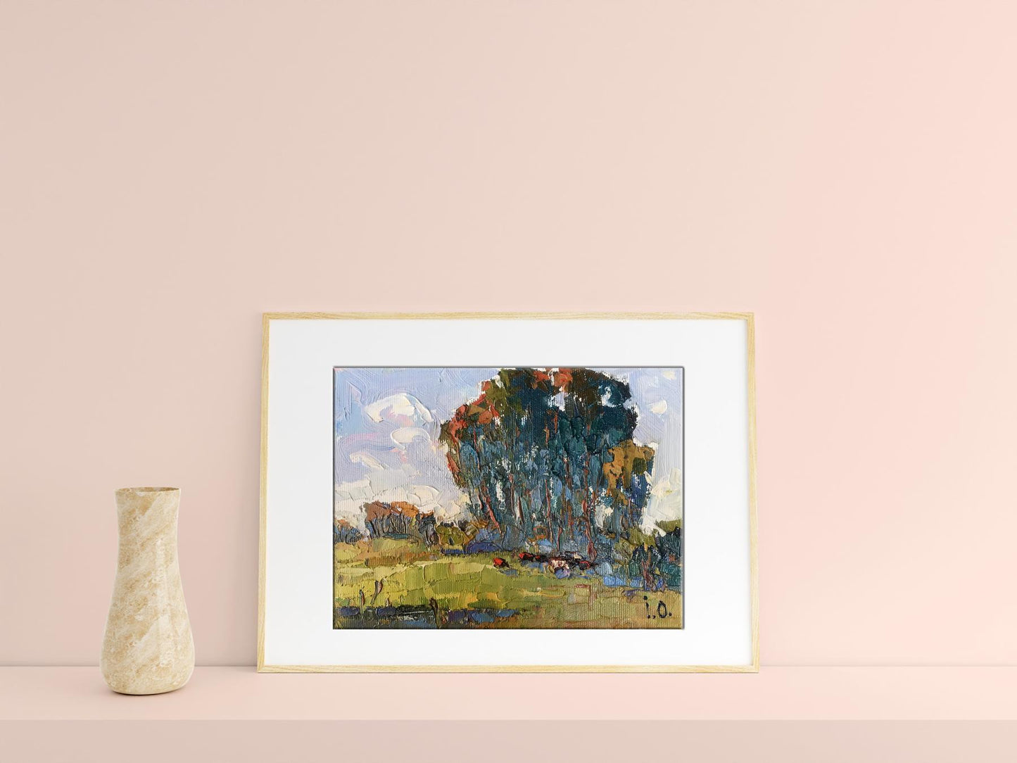 Oil Painting Nature Landscape Village 