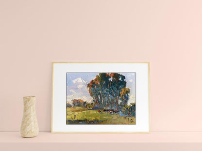 Oil Painting Nature Landscape Village 