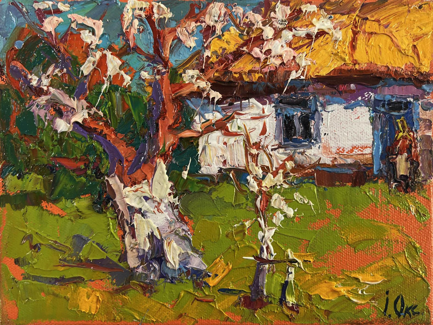 Oil painting Quiet Comfort Beneath the Spreading Tree by Oksana Ivanyuk