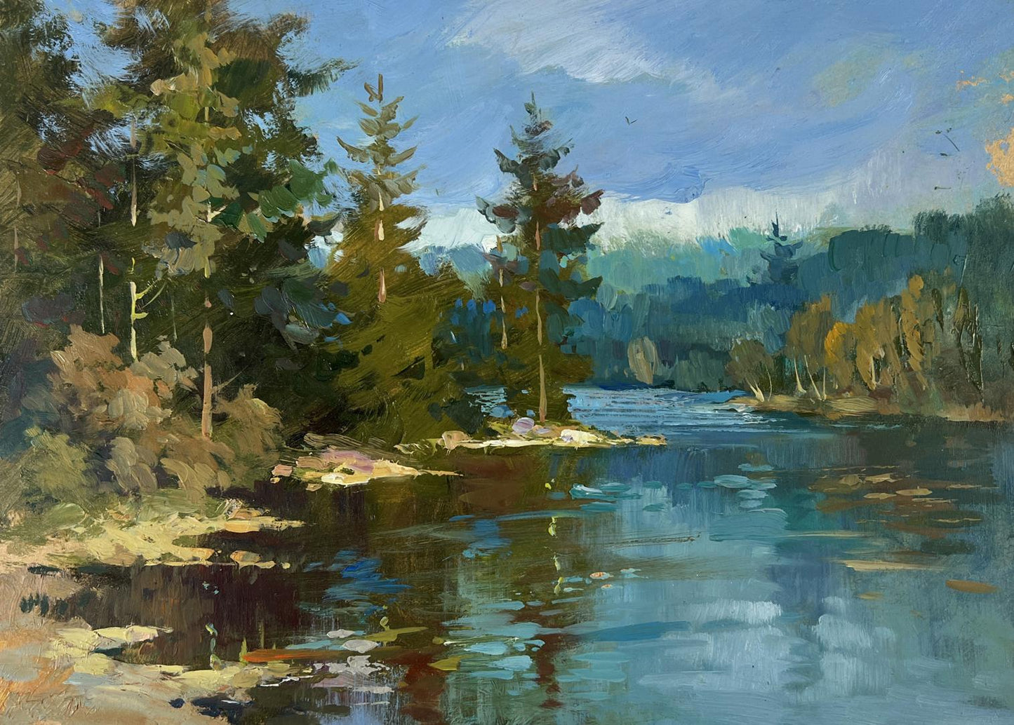 Serene oil painting Silent Waters of the Forest by Yuriy Suprunchuk