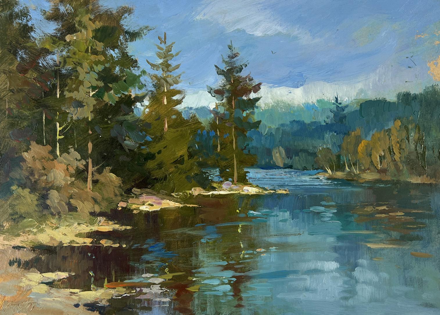 Serene oil painting Silent Waters of the Forest by Yuriy Suprunchuk