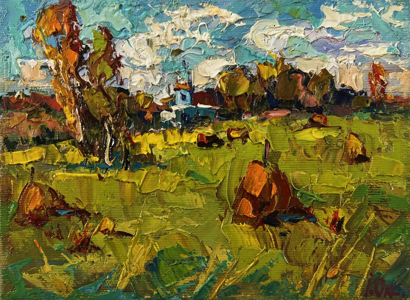 Oil painting Sunny day in the field by Oksana Ivanyuk vibrant landscape
