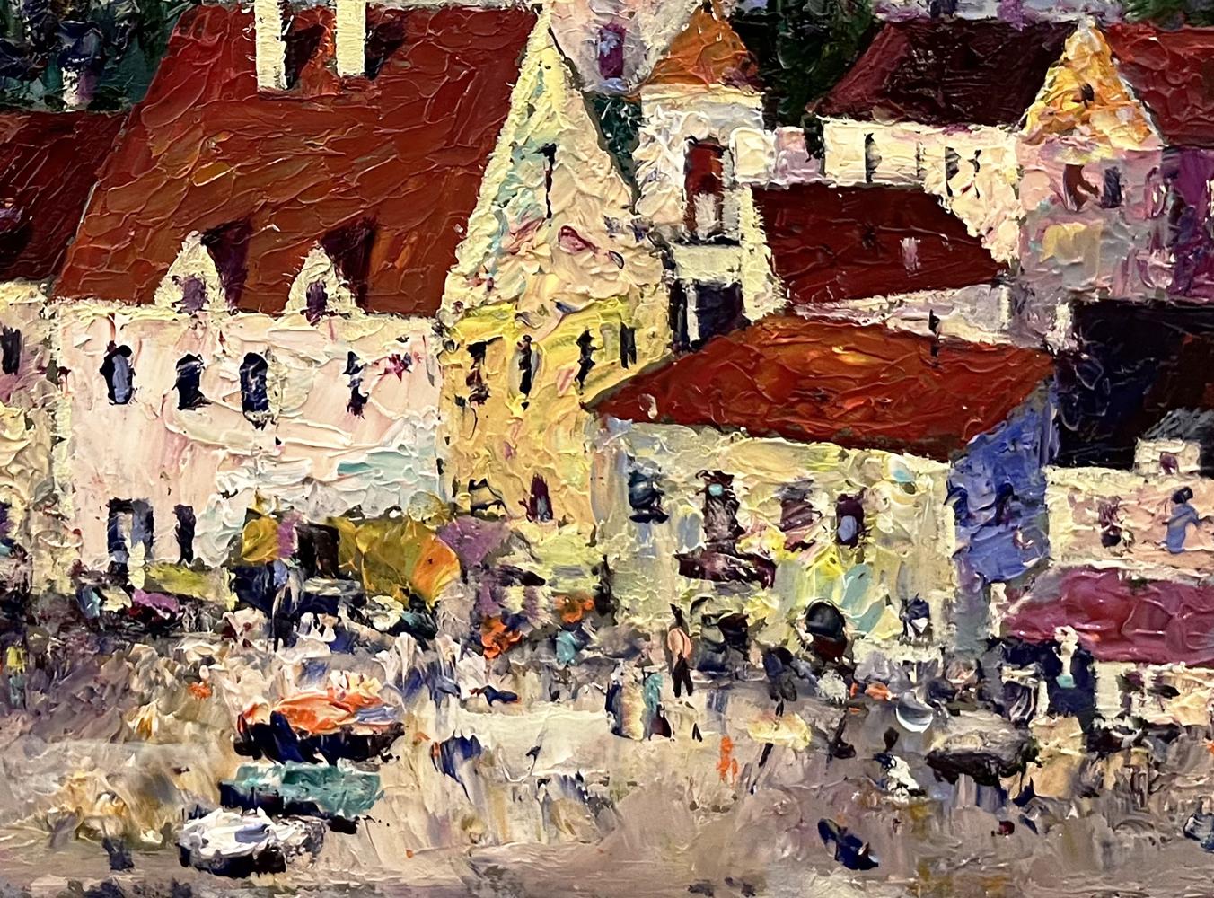 Vibrant impressionist oil painting of European city center by Serhiy Rybak