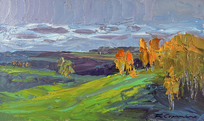 Vibrant impressionist oil painting When the evening sun gilded the silence by Boris Serdyuk
