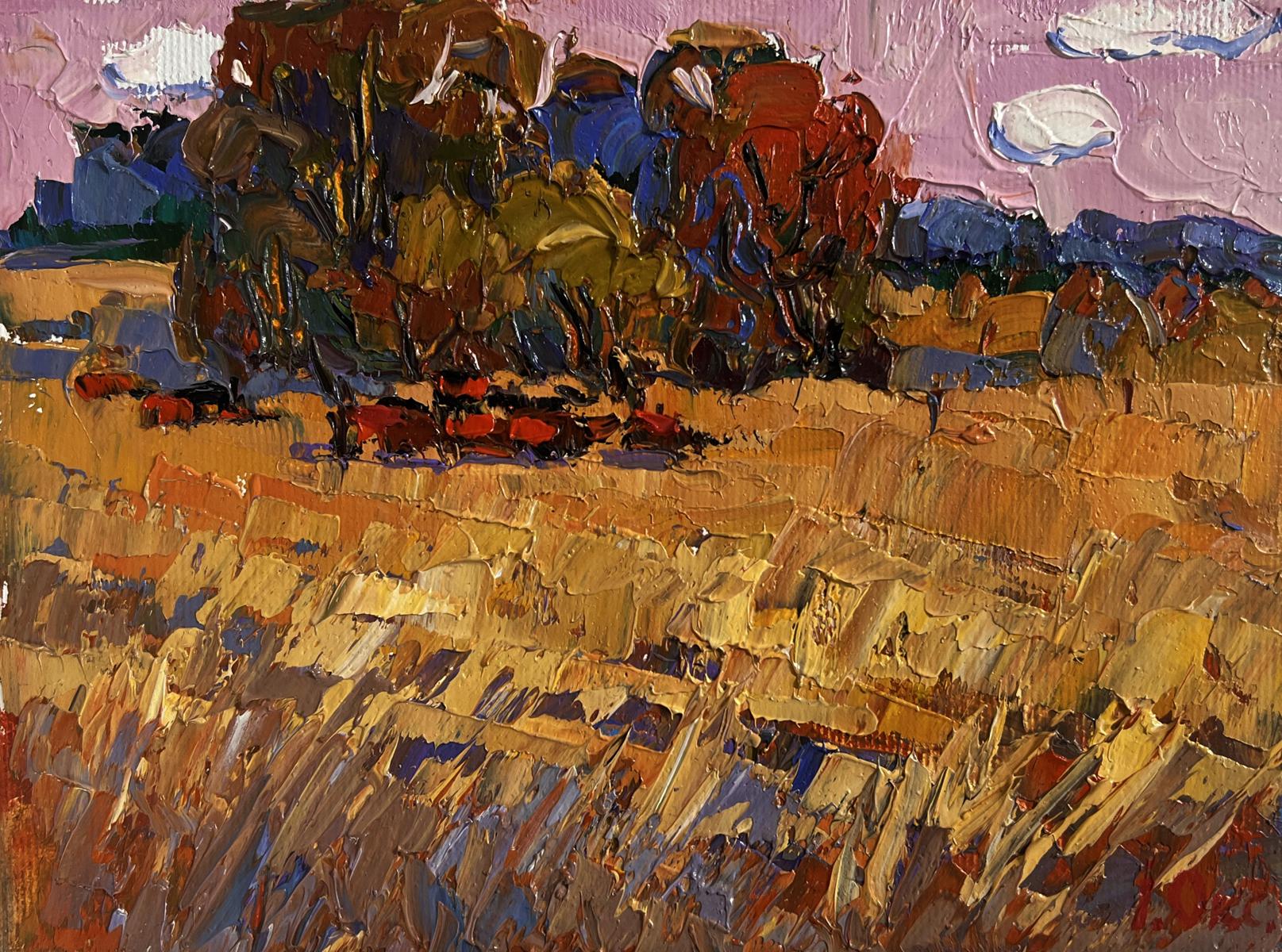 Oil painting On the autumn steppes by Oksana Ivanyuk, textured autumn field