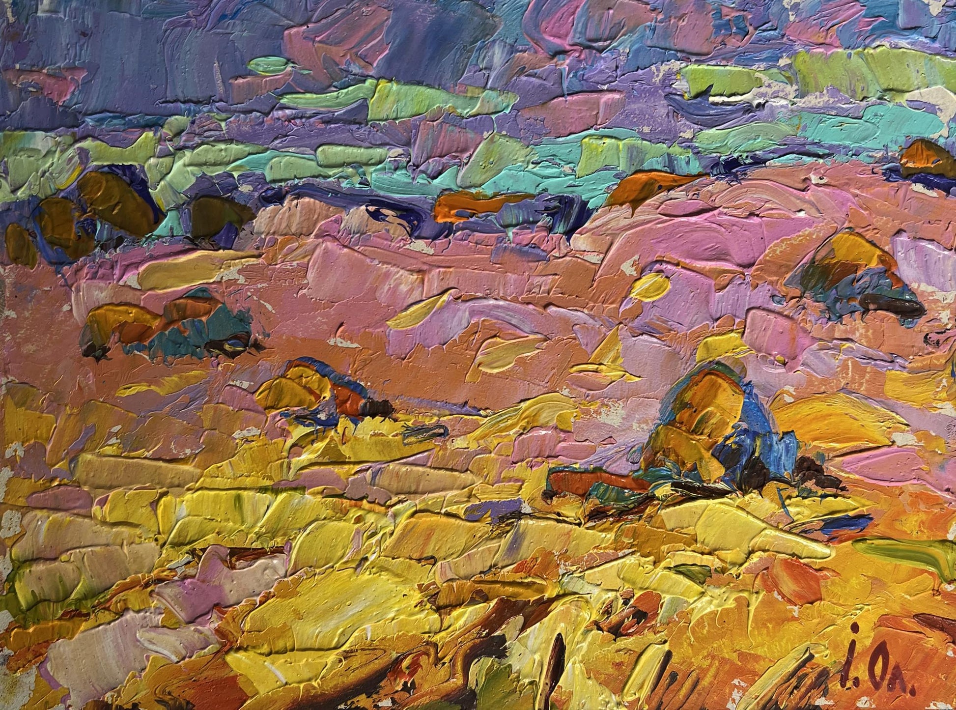 Vibrant impressionist oil painting Morning summer meadows by Oleksiy Ivanyuk