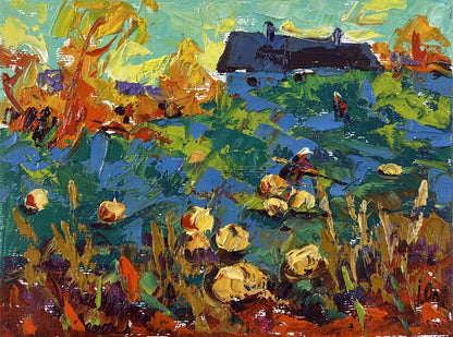 Vibrant impressionist oil painting Work in the Garden by Oleksiy Ivanyuk