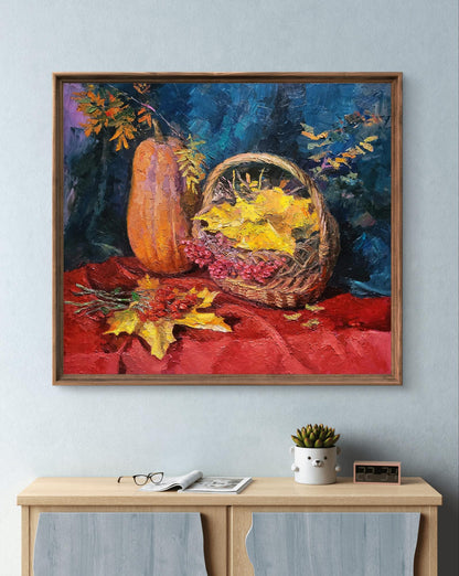Oil painting Still life with pumpkin by Boris Serdyuk, vibrant autumn scene