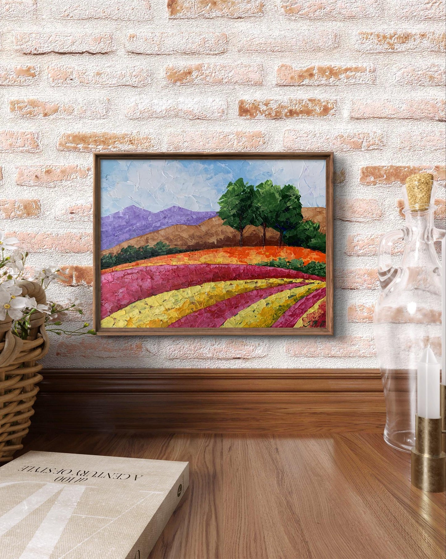 Oil painting Mountain fields V. Zadorozhnya colorful landscape