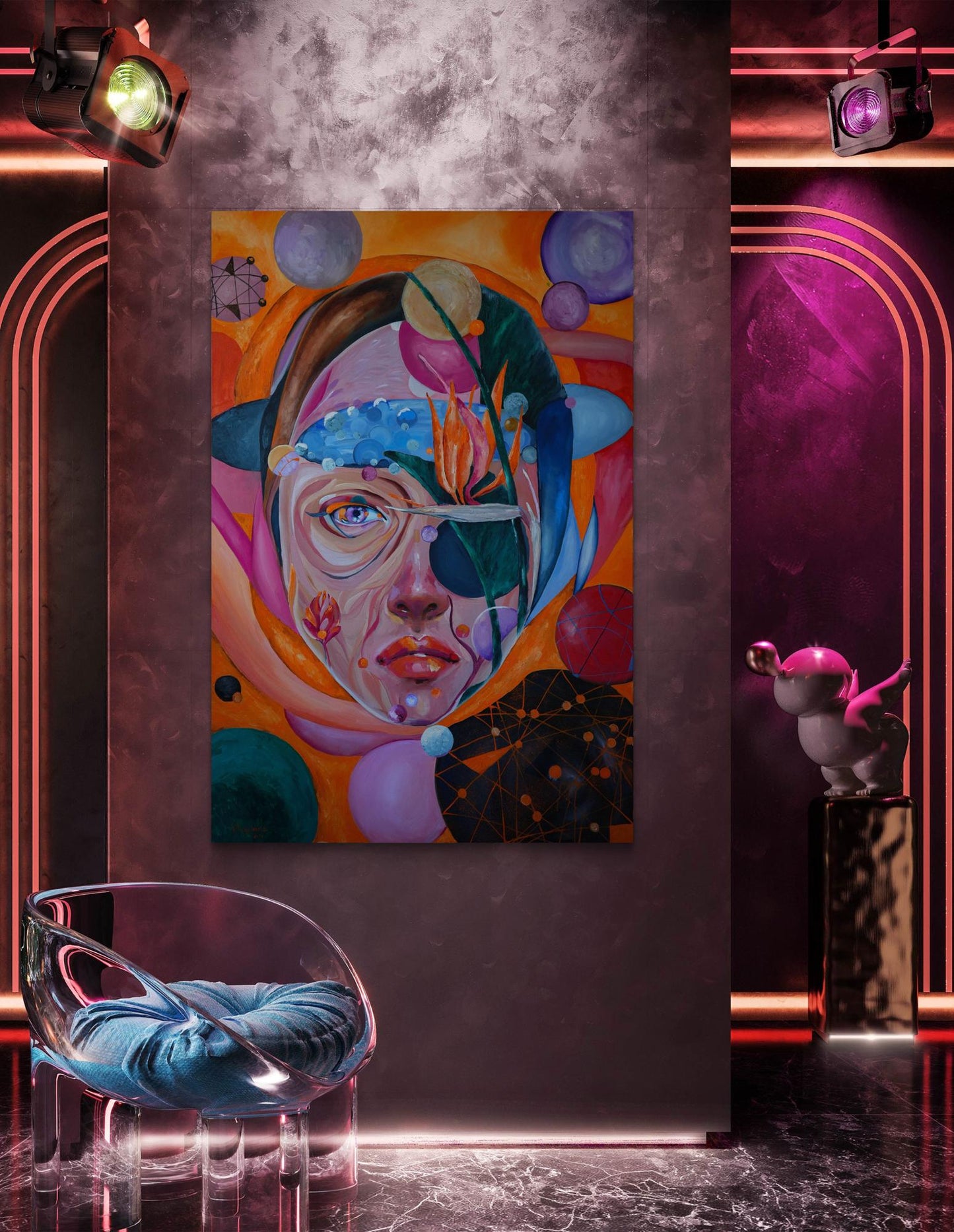 Vibrant Oil painting Microcosm by Victoria Kagalovska abstract portrait