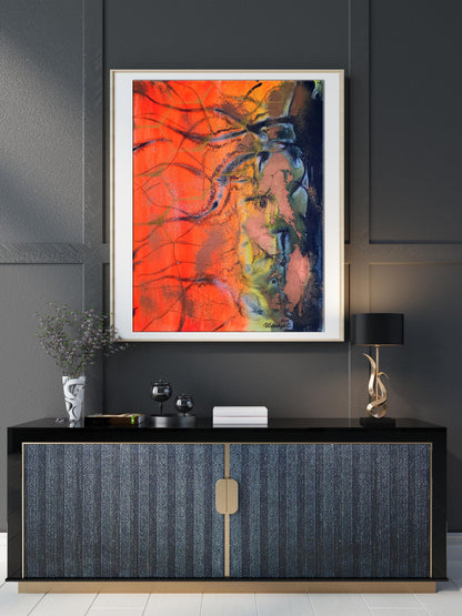Vibrant acrylic painting The candle was burning by Olga Melezhik in white frame