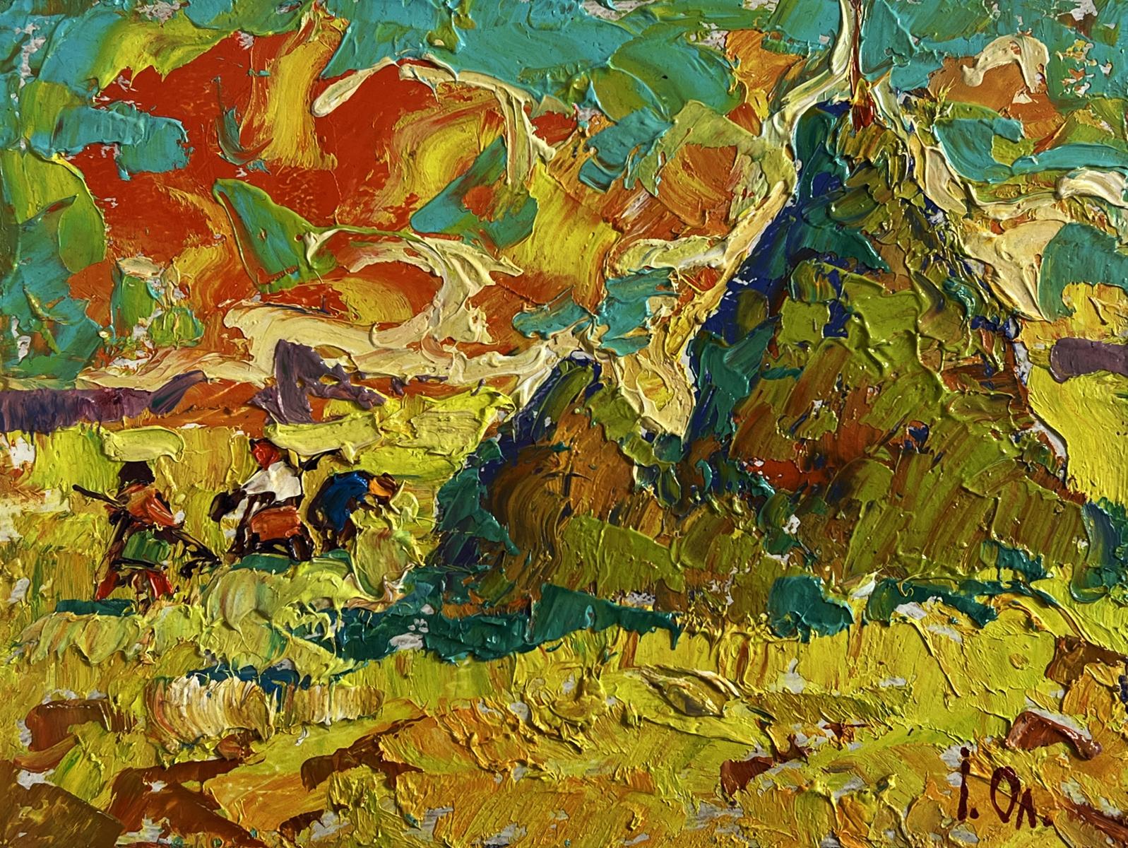 Vibrant impressionist oil painting Sunny hot day in the field by Oleksiy Ivanyuk