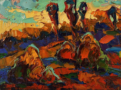 Vibrant Evening of orange rays oil painting by Oksana Ivanyuk