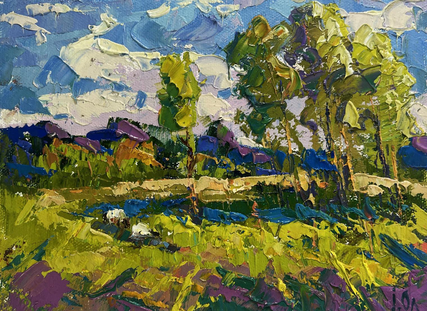 Vibrant impressionist oil painting Echoes of spring and water’s glimmer by Oleksiy Ivanyuk