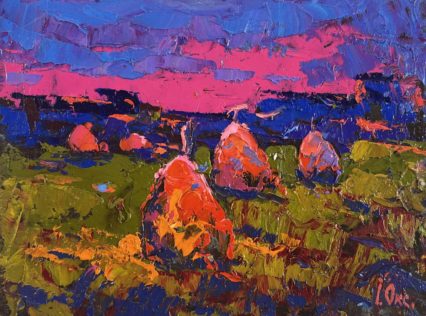 Vibrant Evening Silence in the Field oil painting by Oksana Ivanyuk