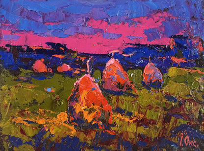 Vibrant Evening Silence in the Field oil painting by Oksana Ivanyuk