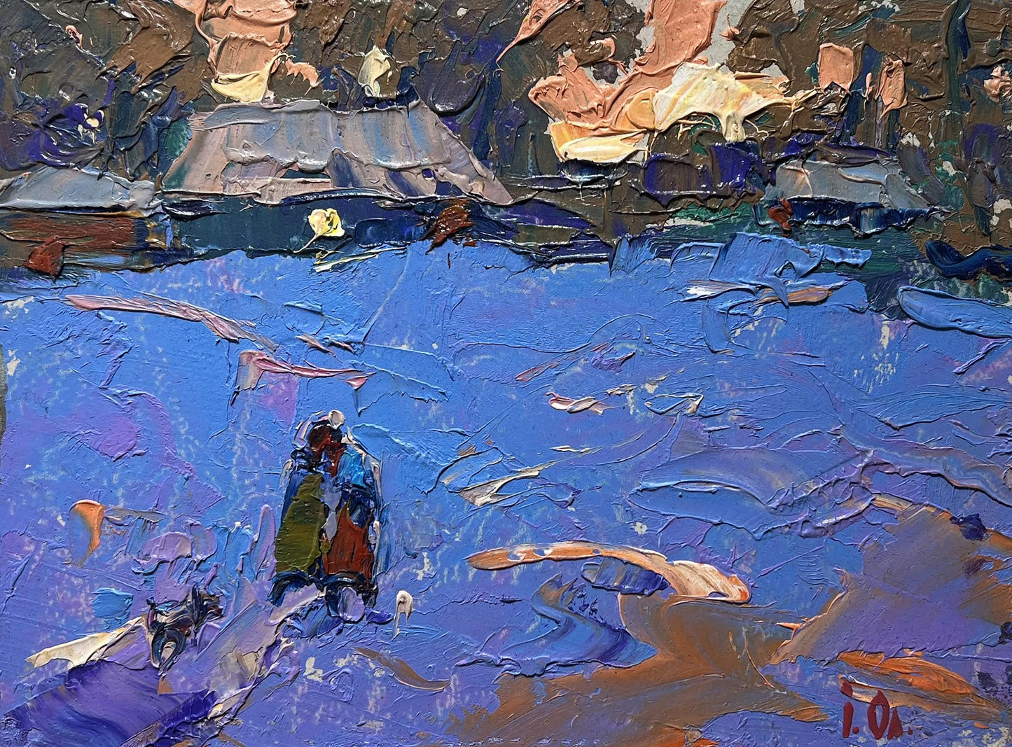 Impressionistic oil painting Walk on a winter evening by Oleksiy Ivanyuk