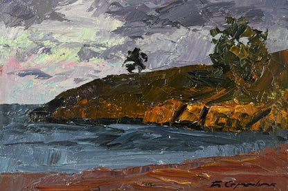 Impressionistic oil painting The gray day is silent by Boris Serdyuk