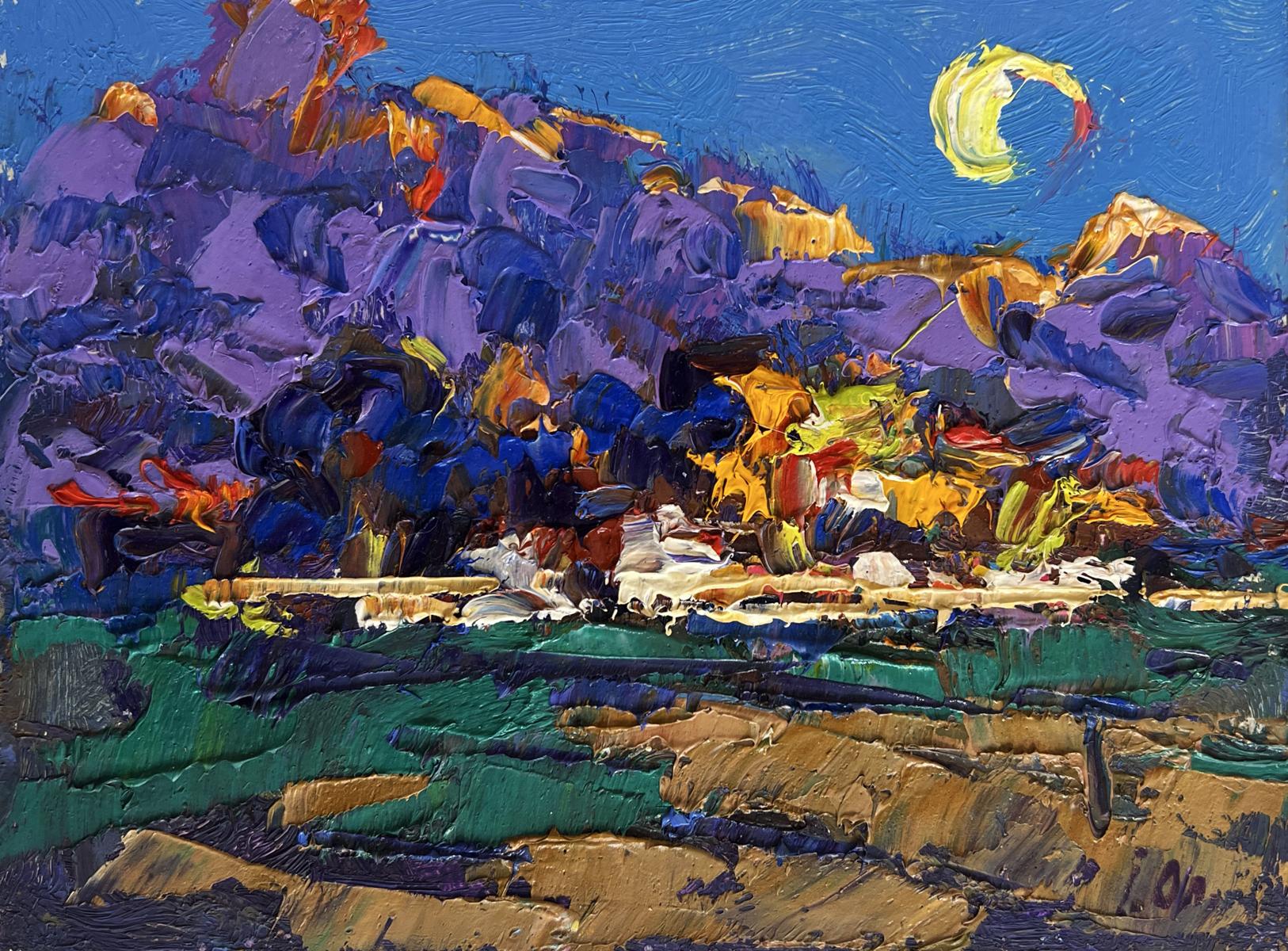 Vibrant impressionist oil painting Morning summer moon by Oleksiy Ivanyuk