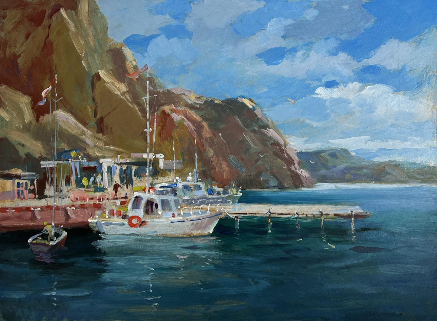 Impressionist oil painting of Ships on the Ferry by Yuriy Suprunchuk