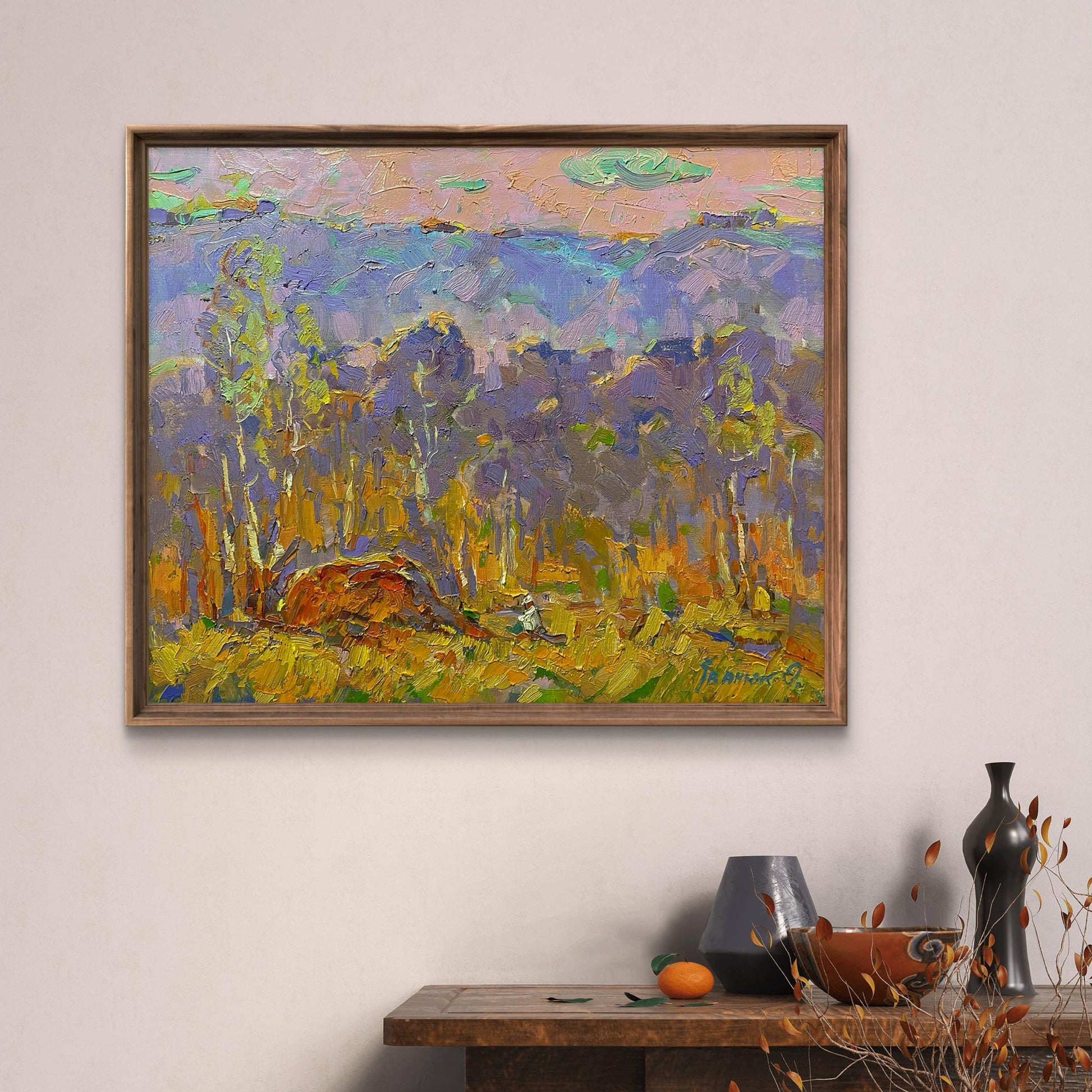 Oil painting Autumn is far away by Oleksiy Ivanyuk in wooden frame