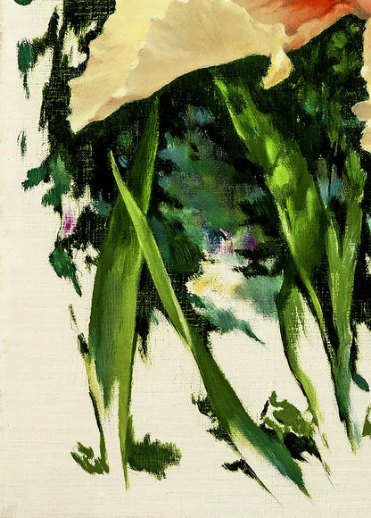 Vibrant impressionistic oil painting of white Blooming greenery flower by Vasily Korkishko
