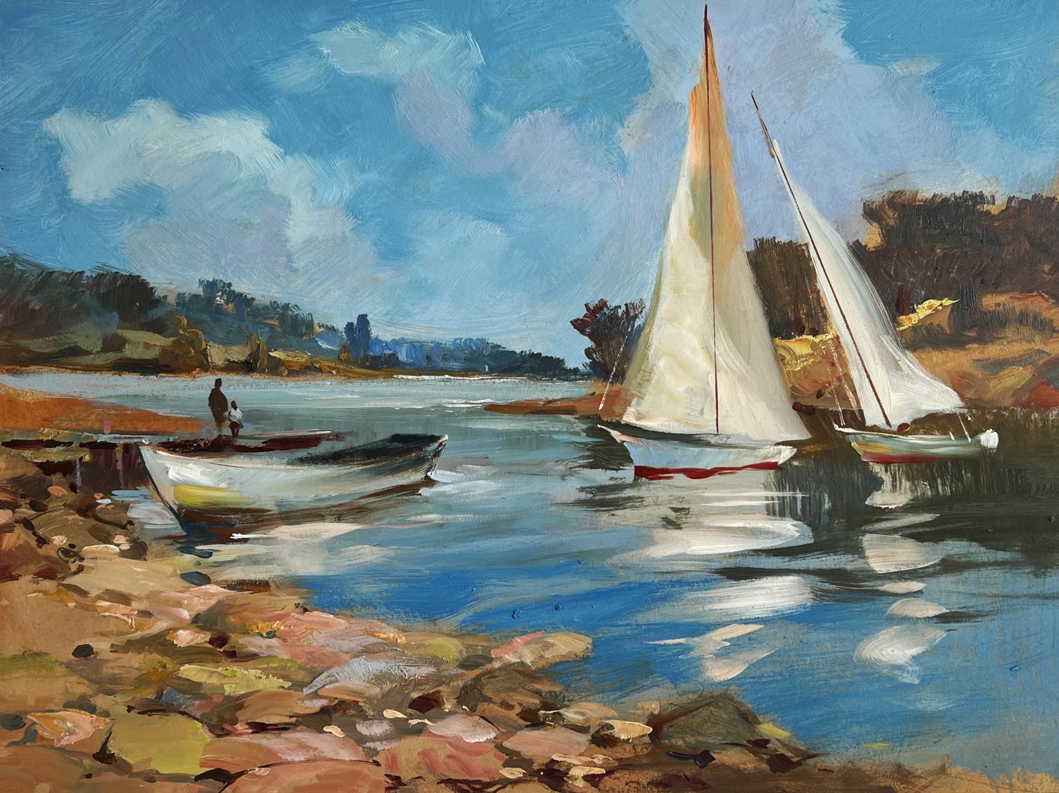 Oil painting by Yuriy Suprunchuk of sailboats on calm waters