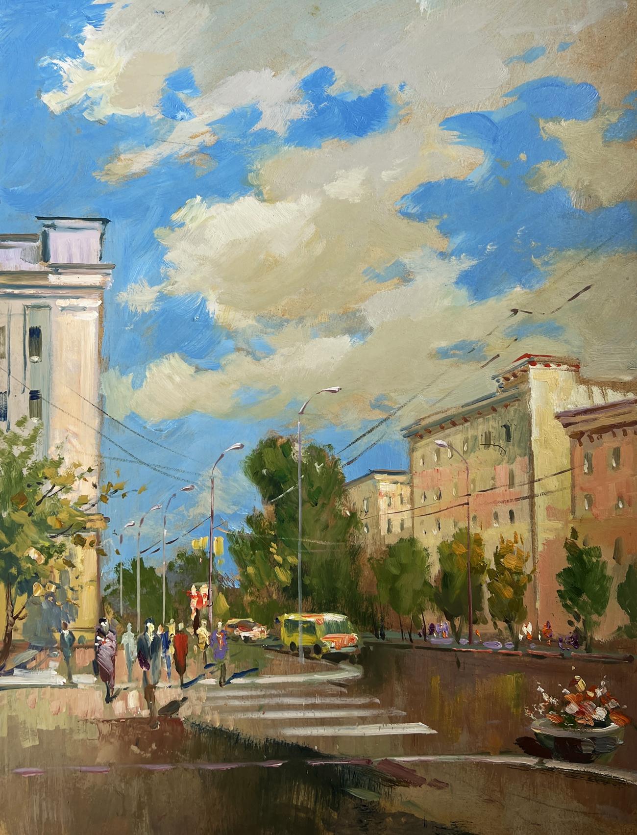 Vibrant impressionistic oil painting Summer rhythm of the city by Yuriy Suprunchuk
