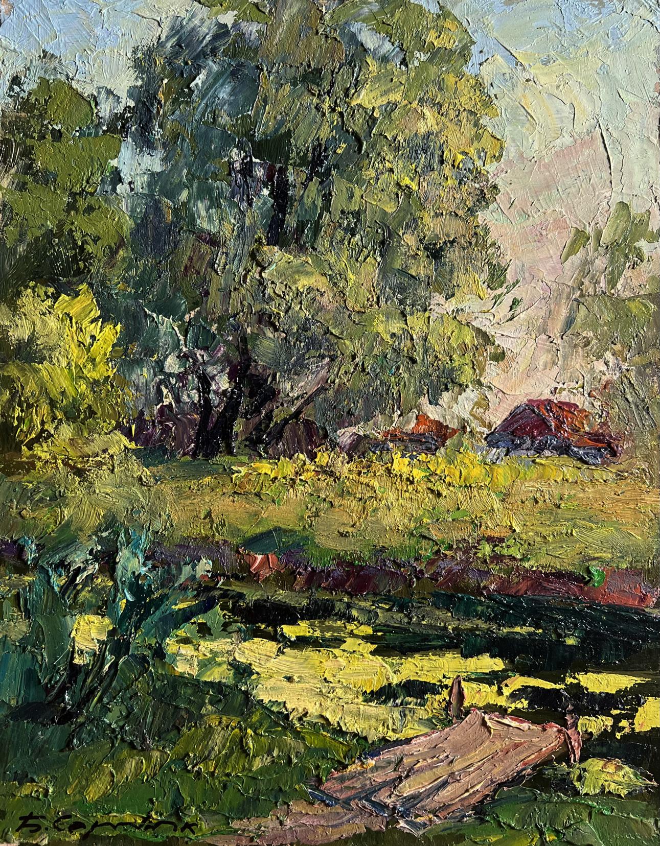 Impressionistic oil painting Enjoying the Silence by Boris Serdyuk lush green landscape
