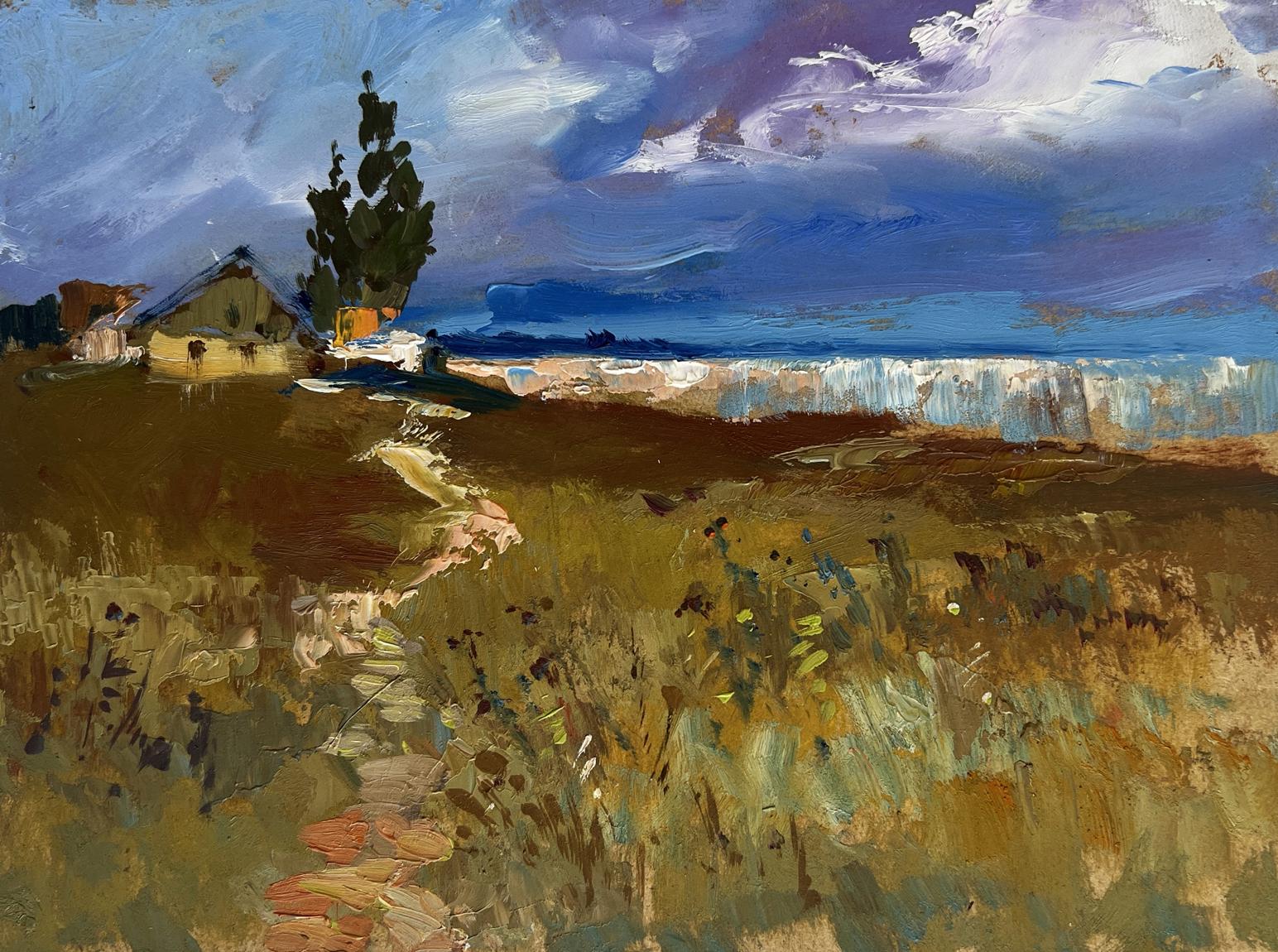 Oil painting After the thunderstorm by Yuriy Suprunchuk, rustic coastal landscape