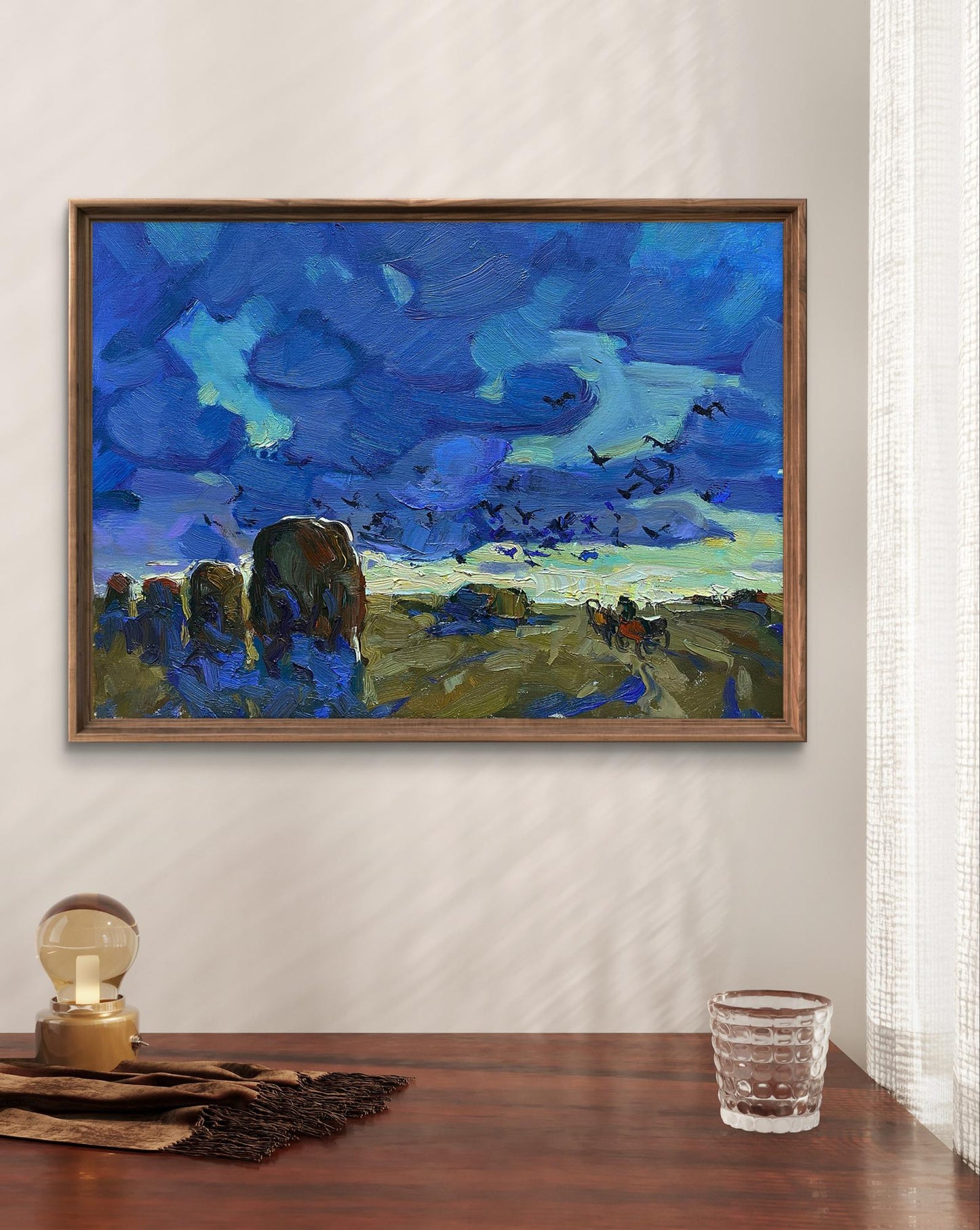 Oil painting The Long Road Home by Oleksiy Ivanyuk in wooden frame