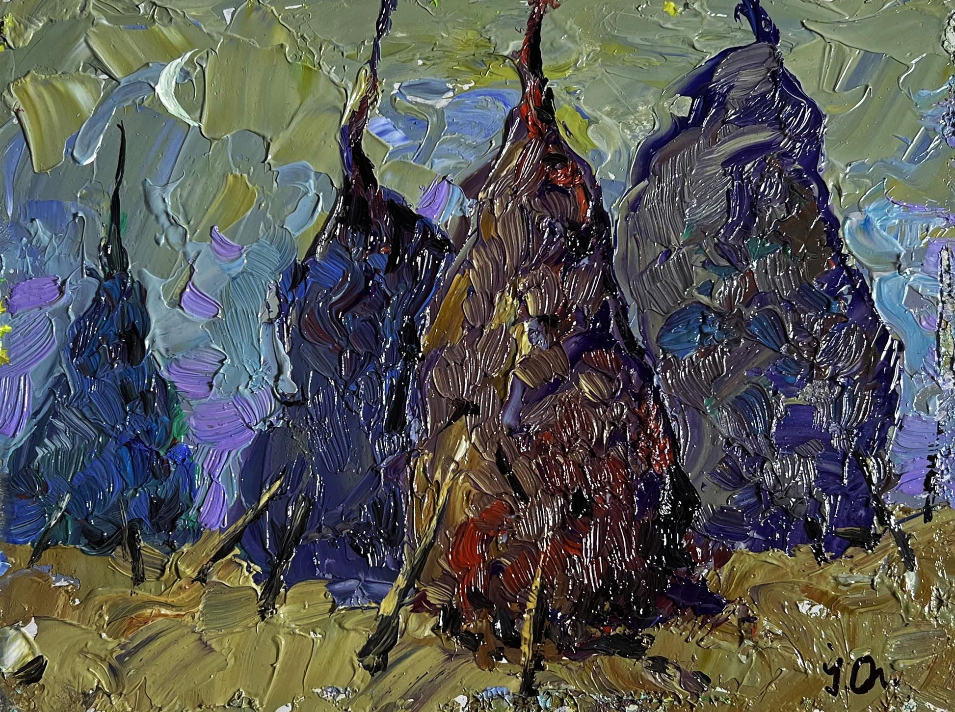 Oil painting Cold wind in the evening by Oleksiy Ivanyuk pears