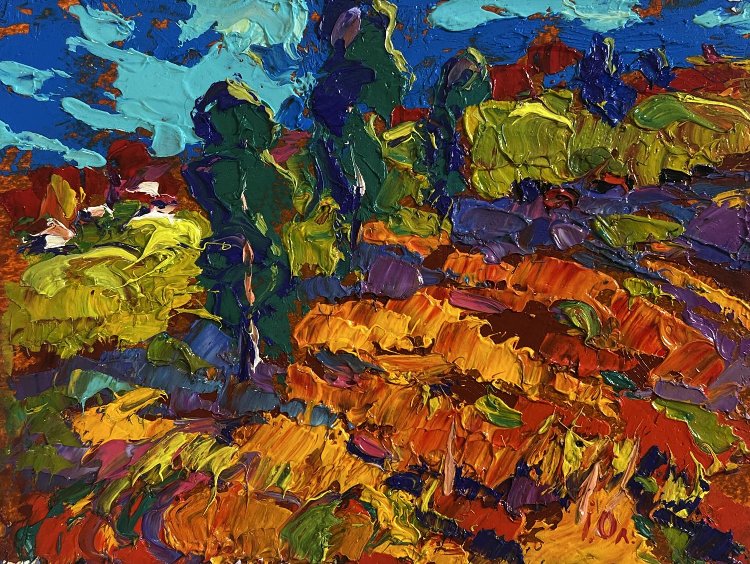 Vibrant impressionist oil painting In the Autumn Meadows by Oleksiy Ivanyuk