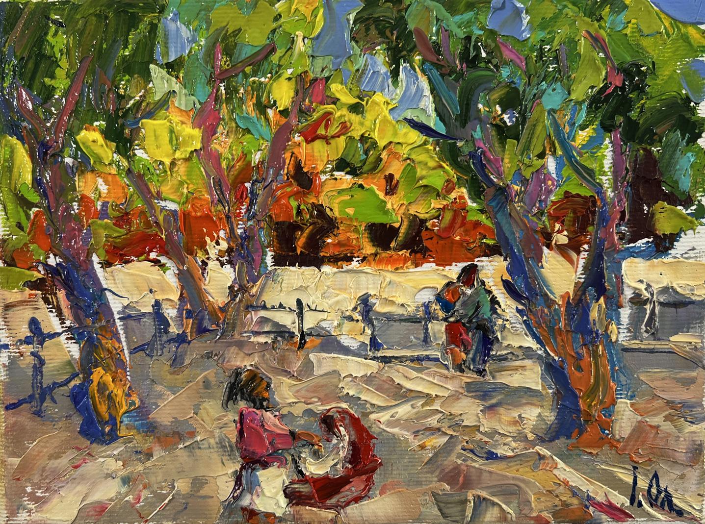 Vibrant impressionist oil painting On a walk in the city park by Oleksiy Ivanyuk