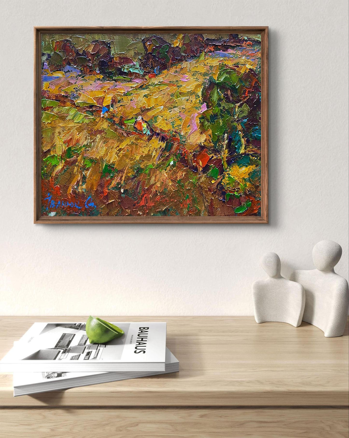 Oil painting Evening rays by Oleksiy Ivanyuk in rustic frame
