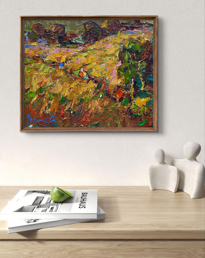 Oil painting Evening rays by Oleksiy Ivanyuk in rustic frame