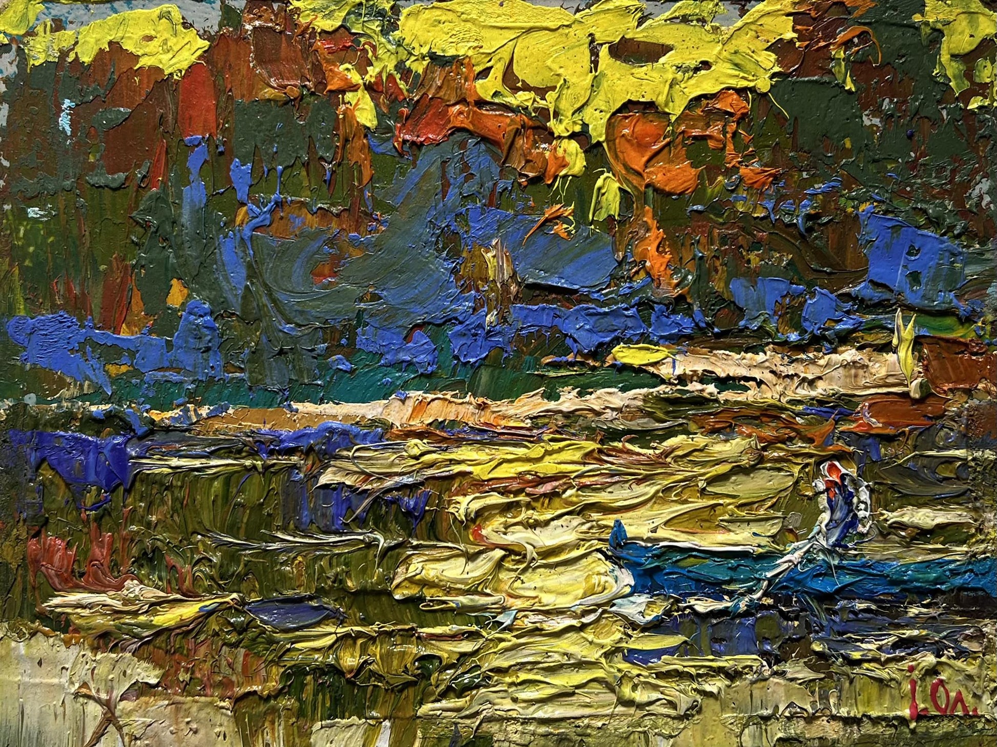 Oil painting The sun sets over the river by Oleksiy Ivanyuk