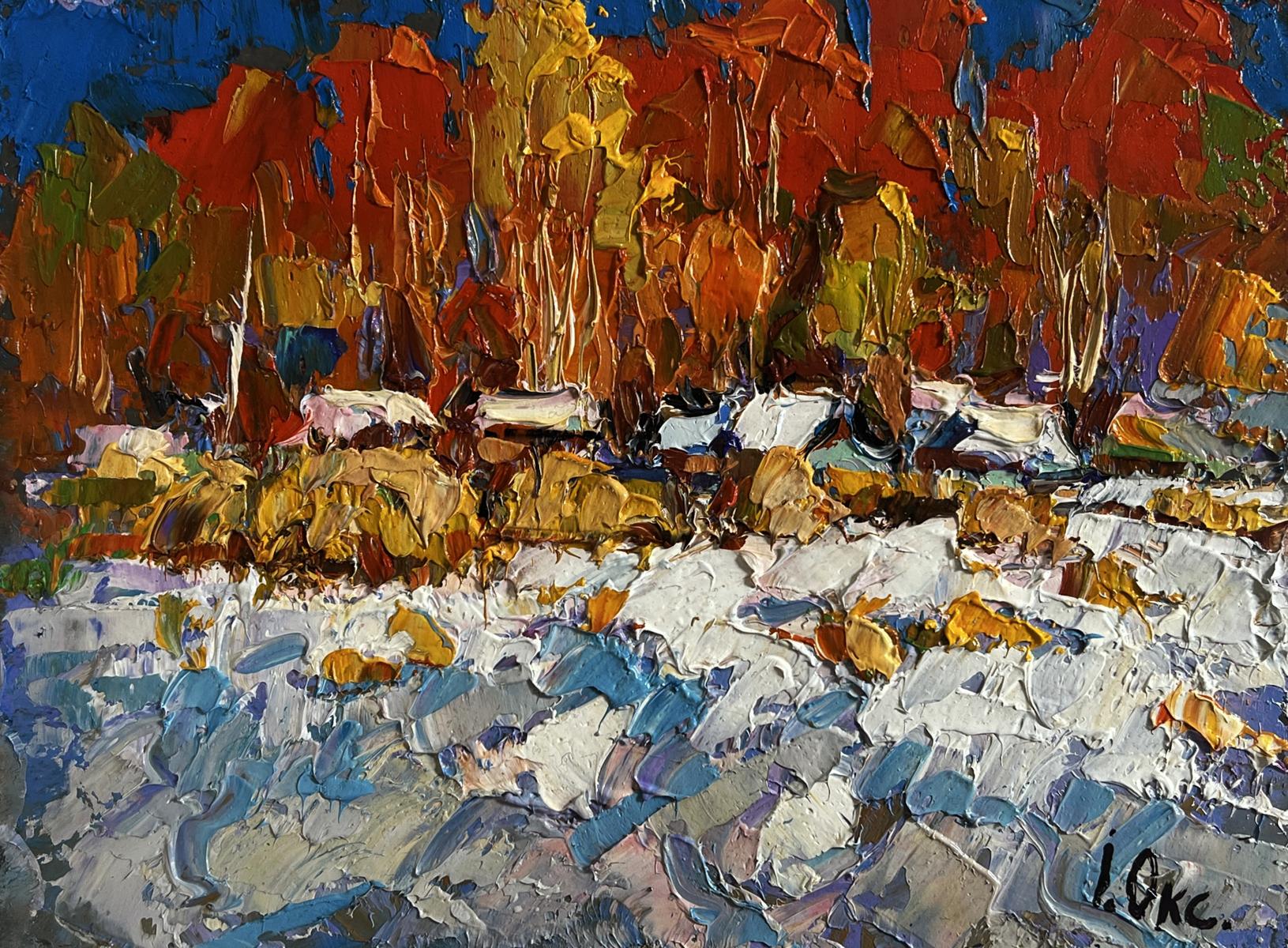 Vibrant impressionist oil painting Sunny winter day by Oksana Ivanyuk