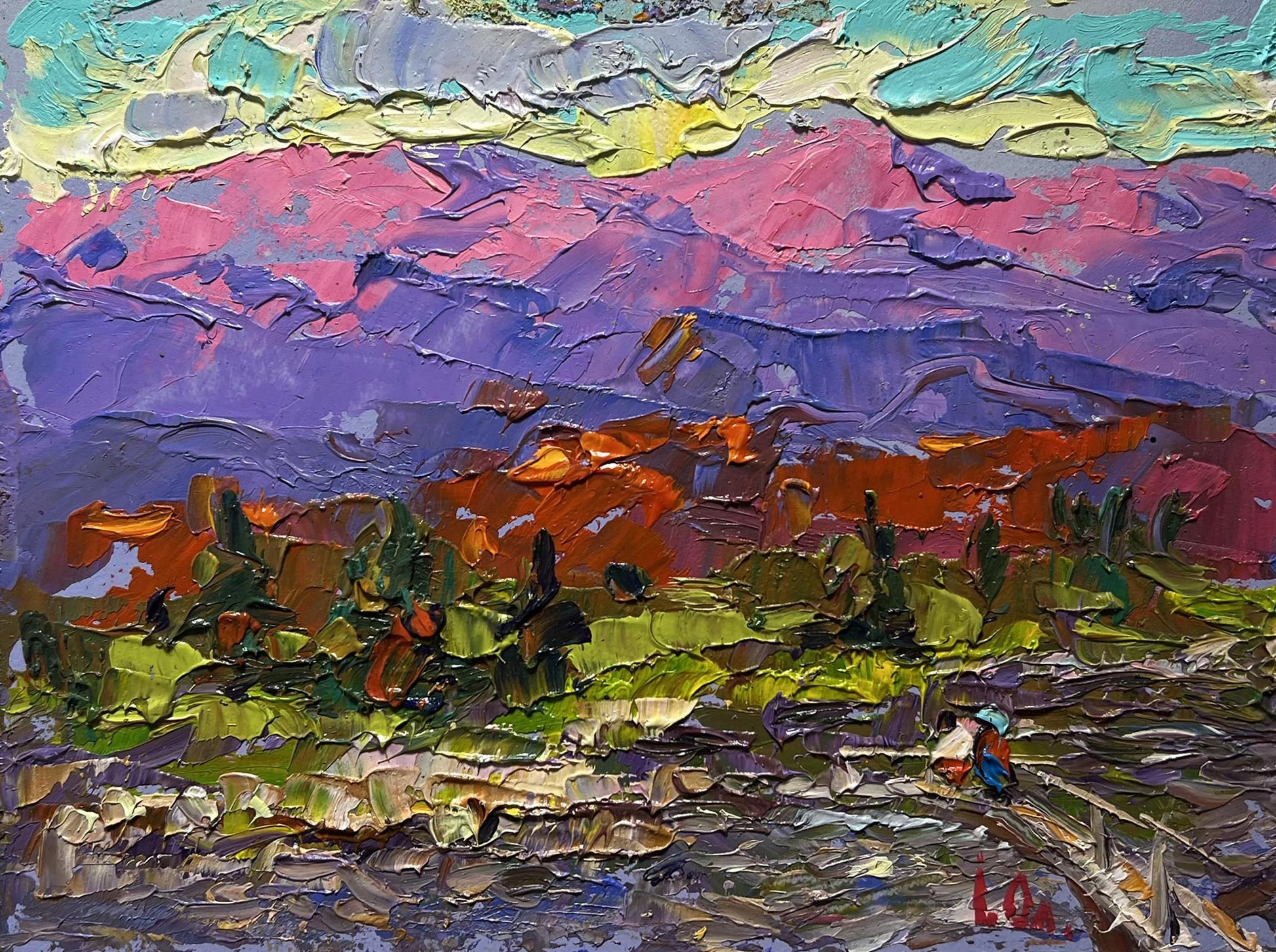 Vibrant impressionist oil painting Fresh mountain stream by Oleksiy Ivanyuk
