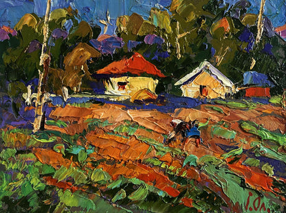 Vibrant impressionist oil painting Sunny day in the garden by Oleksiy Ivanyuk