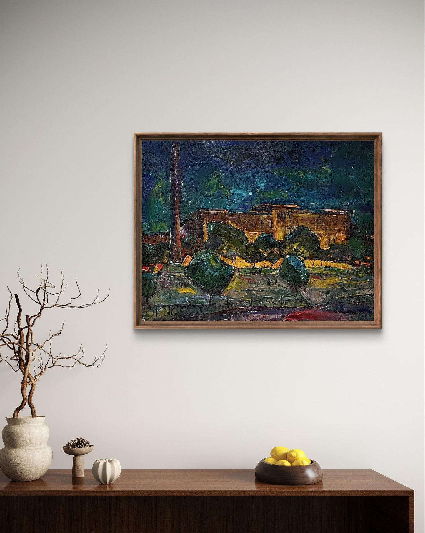 Oil painting Night Istanbul by Oleksandr Andreev, framed abstract landscape