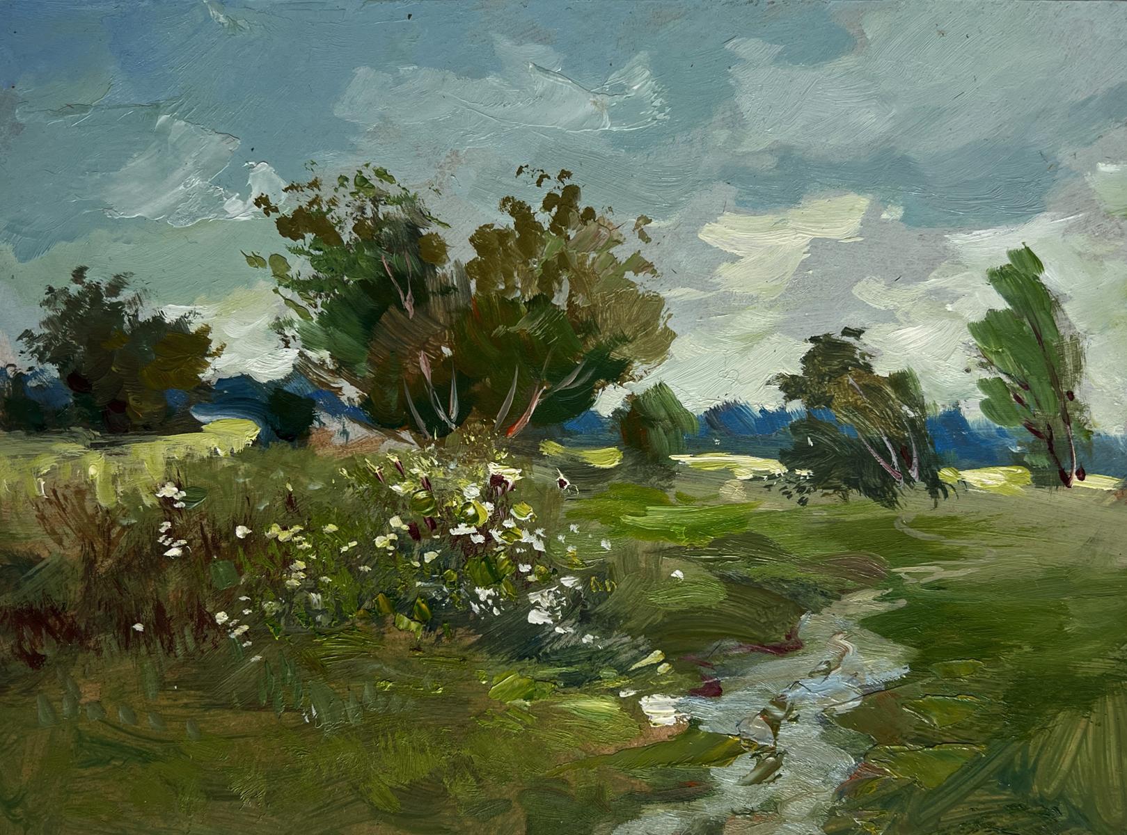 Oil painting Windy summer day by Yuriy Suprunchuk, serene countryside landscape