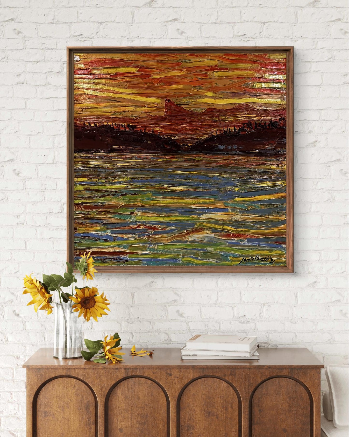 Framed Oil Painting The Glow by Serhiy Kovalev abstract landscape