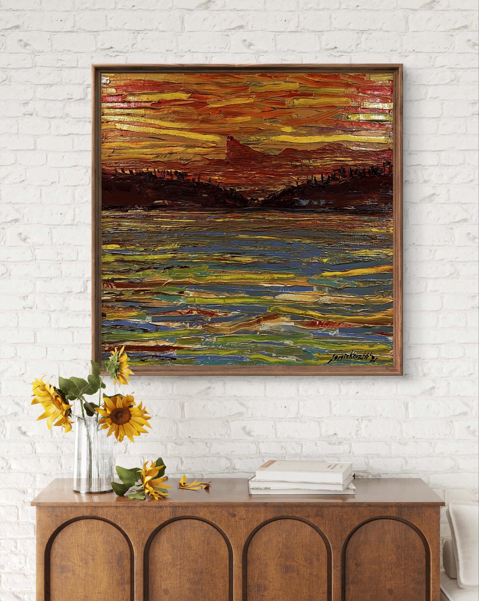 Framed Oil Painting The Glow by Serhiy Kovalev abstract landscape