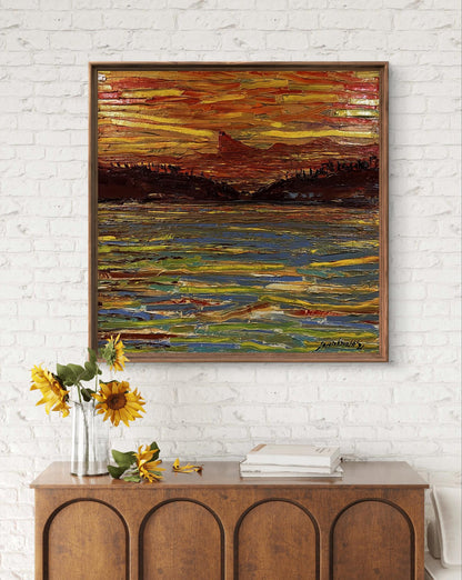 Framed Oil Painting The Glow by Serhiy Kovalev abstract landscape