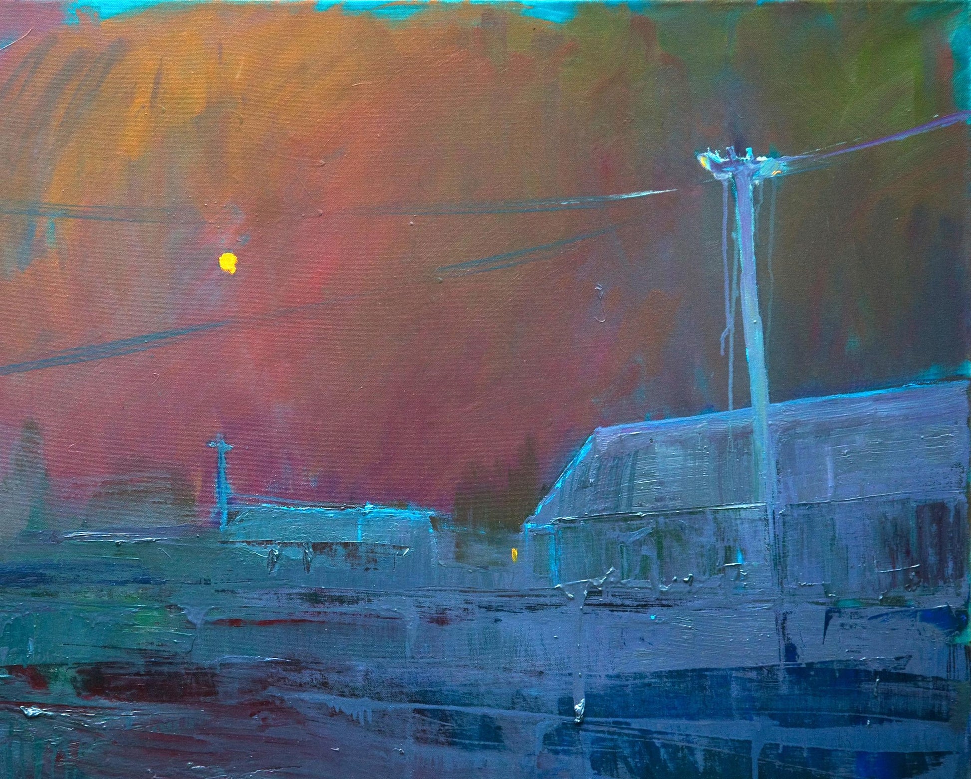 Oil painting Fog over the village by Natalia Korf-Ivaniuk at dusk