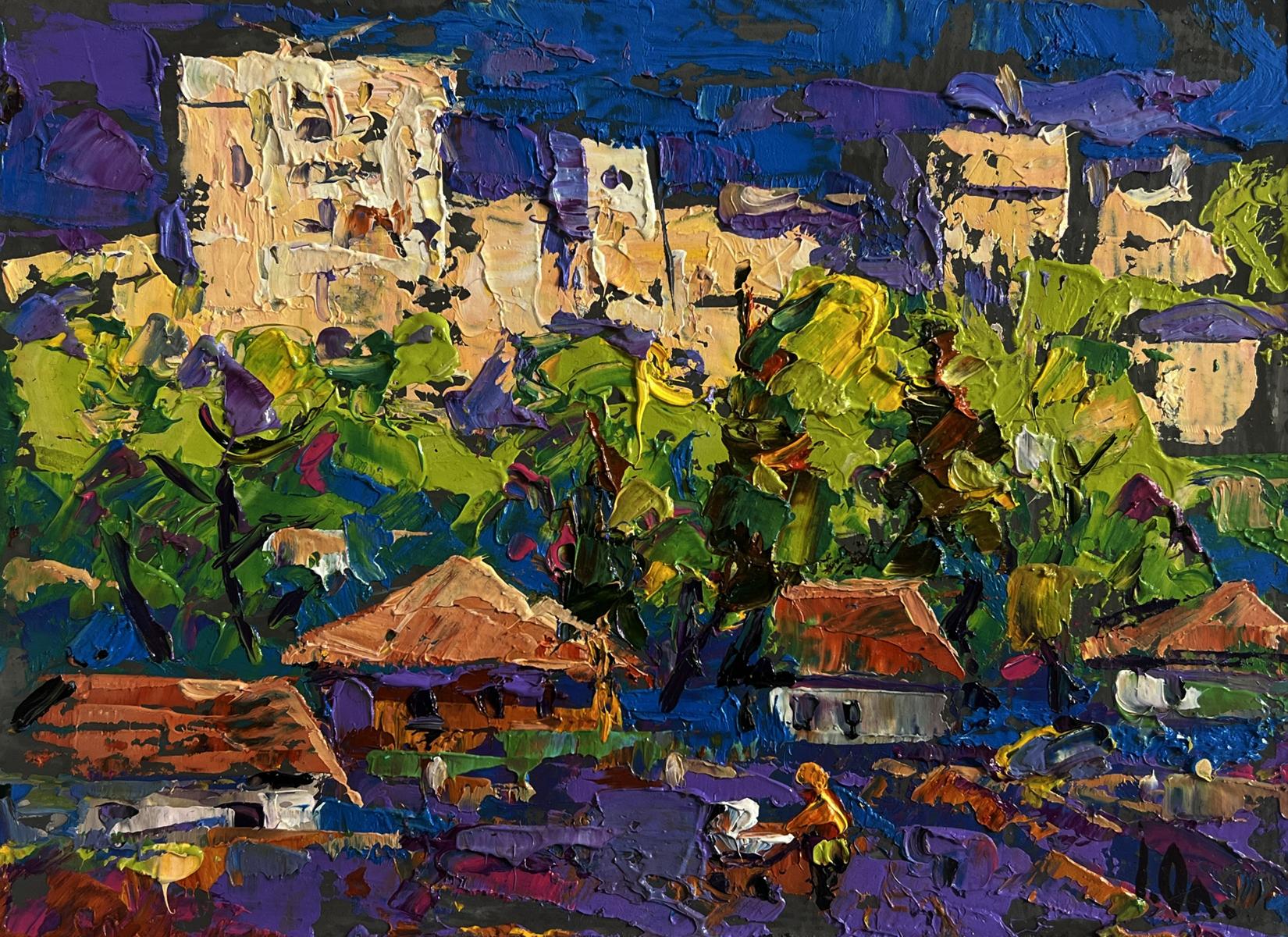 Vibrant impressionist oil painting On the outskirts of the city by Oleksiy Ivanyuk