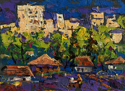 Vibrant impressionist oil painting On the outskirts of the city by Oleksiy Ivanyuk